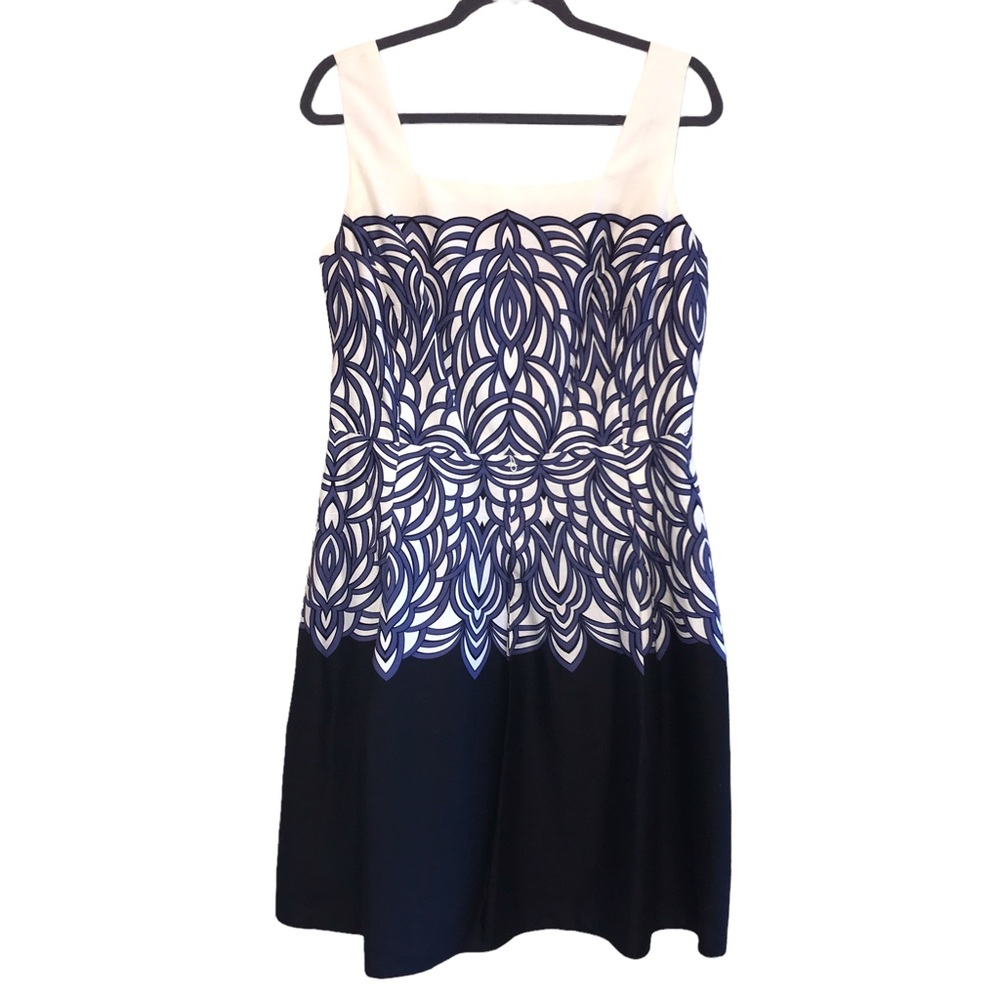 Cece's New York Women's Dress Black Blue Printed Lightweight Color Block Size 12